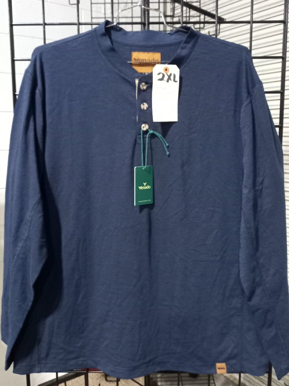 Men's Fleece Full Zip Vest with Corduroy Collar + Long Sleeve Henley Navy | 2XL - Picture 5 of 9